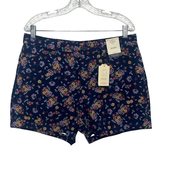 St Johns Bay Floral Shorts Womens 12 Blue New 5" Mid Rise Summer - Picture 2 of 15